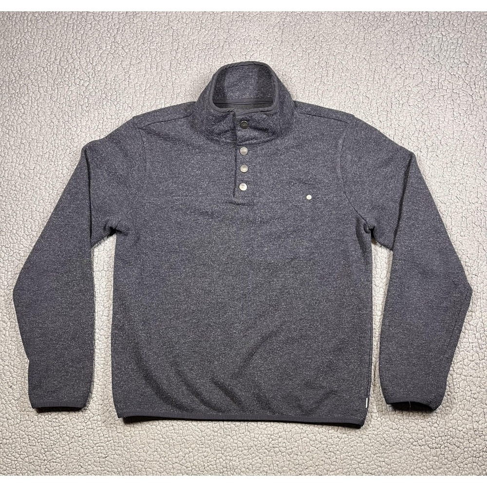 Vuori Henley Sweatshirt Mens Medium Gray Snap Pullover Wool Blend Knit Fleece